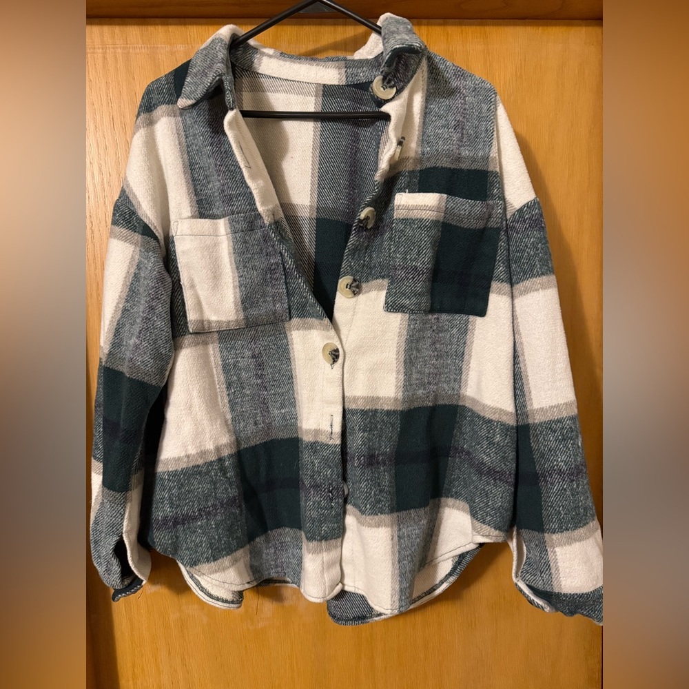 Plaid Button-Up Sweater/Jacket